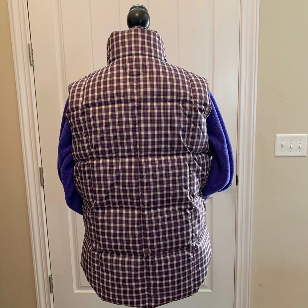 Land’s End Purple Plaid Down Filled Vest Sz Large - Picture 3 of 7